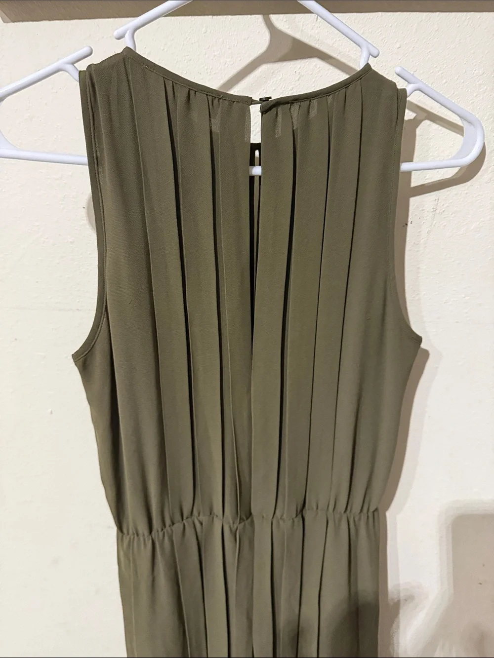Michael Kors Olive Pleated Sleeveless Mini Dress